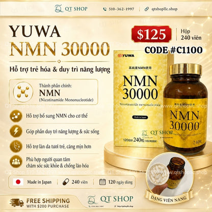 Viên uống NMN 30000 Yuwa - 240 viên - MÀU VÀNG - EXP 202708