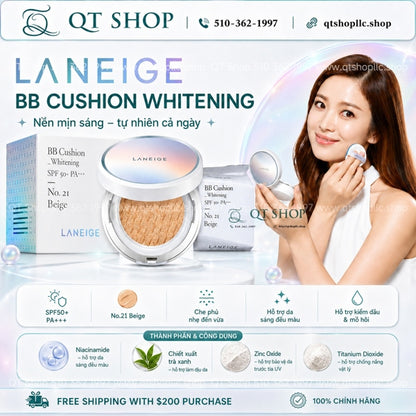 LANEIGE - @ - BB Cushion Whitening SPF50+PA+++ - No.21 Beige - kèm 1 lõi - EXP 202704