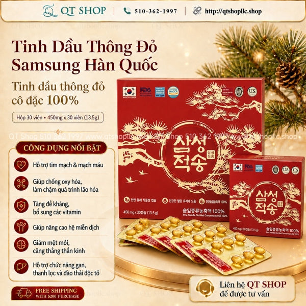 SAMSUNG - @ - Tinh Dầu Thông Đỏ - Hộp 30 viên (Bỏ hộp ngoài) - EXP 202801