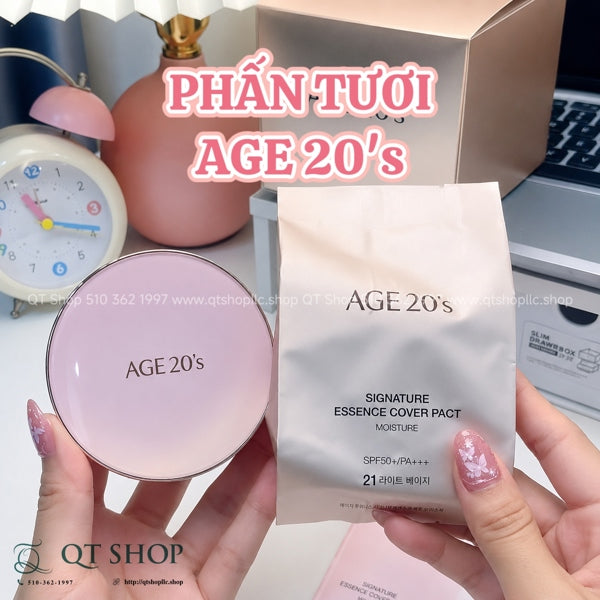 AGE 20's - @ - Phấn Tươi Signatura Essence Cover Pact Moisture - Tone #21 - Vỏ Hồng - EXP 202705