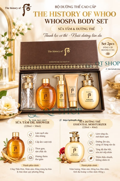 WHOO - Set Sữa Tắm Dưỡng Body Whoospa - KO HỘP - EXP 202802