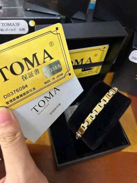 TOMA - Vòng Điều Hòa Huyết Áp màu vàng 24K- có đính đá - NỮ- Japan