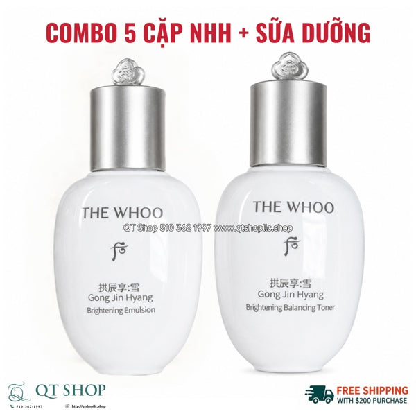 THE WHOO - COMBO 5 cặp - NHH + Sữa Dưỡng Whoo Trắng - 20ml + 20ml - EXP 202805