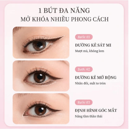 PINKPUNK- Bút Kẻ Mắt Gel Hai Đầu PinkPunk Đầu Gel 1.5mm - Màu Nâu