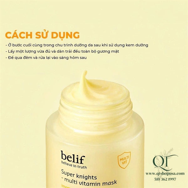 Mask Ngủ - Mặt Nạ Ngủ Belif - Màu Vàng - Trắng da - EXP 202803