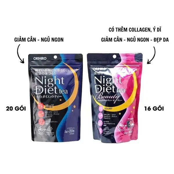 ORIHIRO - Trà Night Tea Diet beauty JP - MÀU HỒNG - 24 gói - EXP 202803