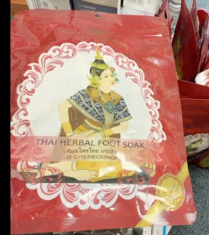 THÁI LAN - Túi Ngâm Chân Thải Độc Herbal Foot Soak - MÀU ĐỎ - Túi 10 gói - EXP 202703