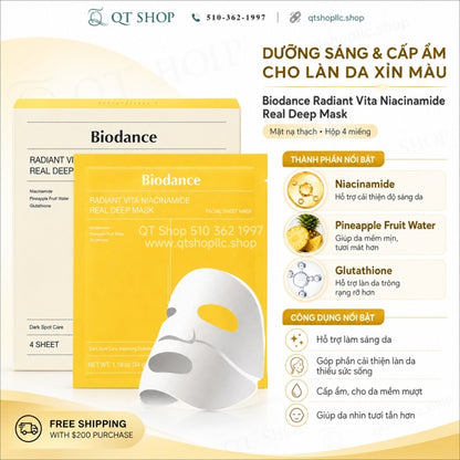 BIODANCE - Mặt Nạ Thạch Radiant Vita Niacinamide Real Deep Mask - VÀNG - 4ea - EXP 202903