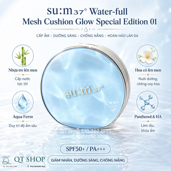 SUM37 - Phấn Cushion Sum Xanh Water-Full Mesh - Tông #21 - KÈM 2 LÕI - EXP 2028.02