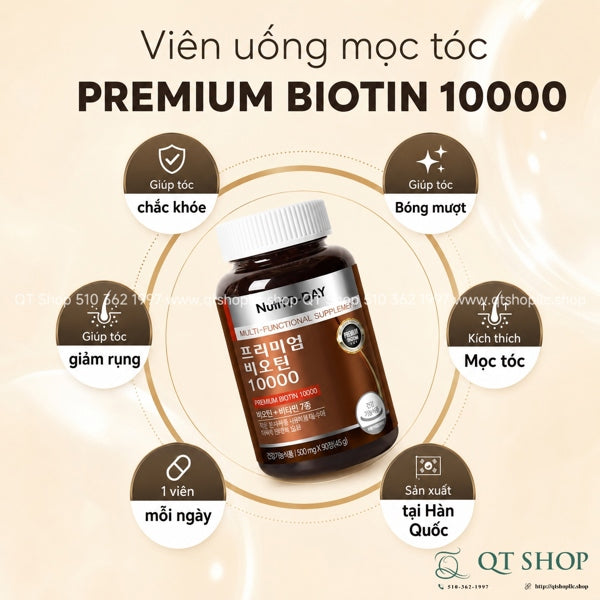 NUTRI D-DAY - Viên Uống Premium Biotin 10000 - 90 viên - EXP 202803