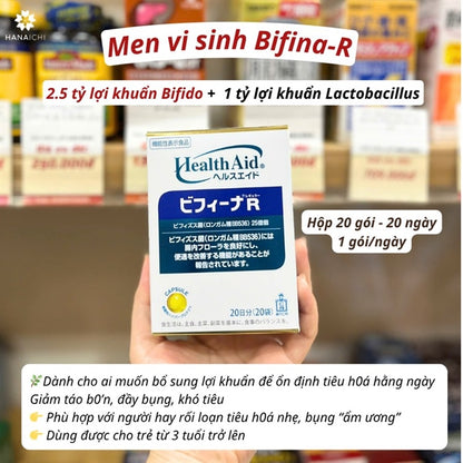 HEALTH AID - Men Vi Sinh Bifina R Nhật Bản - Hộp 20 gói - EXP 2027.08