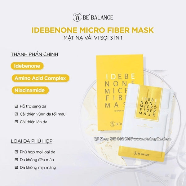 @ BEBALANCE - IDEBENONE MICROFIBER Mask Màu Vàng - Trắng Da - 10 ea