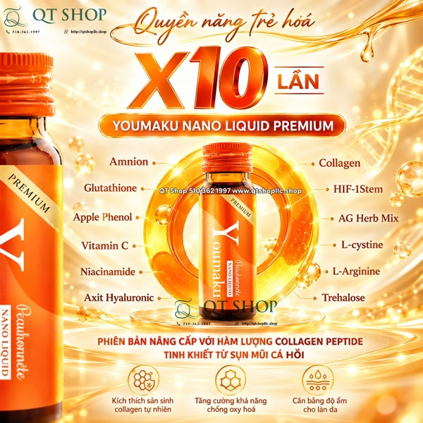 Peauhonnete - Nước Uống Collagen TBG Youmaku Stem Cell Nano Liquid (10 chai x 30ml) - EXP 2027.04
