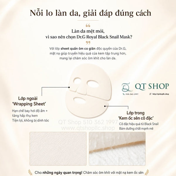 DR.G - Mặt Nạ Kem Ốc Sên Đen Royal Black Snail Cream Mask - 10 ea - EXP 202705