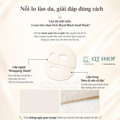 DR.G - Mặt Nạ Kem Ốc Sên Đen Royal Black Snail Cream Mask - 10 ea - EXP 202705