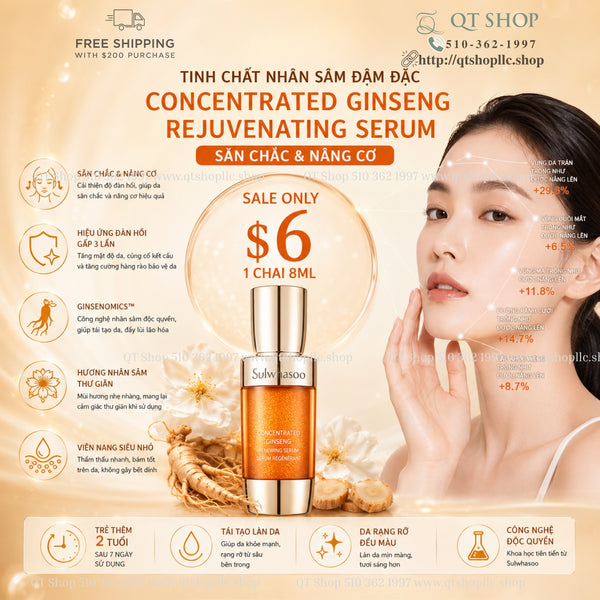 Tinh Chất Nhân Sâm Cải Thiện Nếp Nhăn Săn Chắc Da Sulwhasoo Concentrated Ginseng Renewing Serum Mini Size