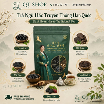 Trà Ngũ Hắc HQ- Đậu Đen Hà Thủ Ô - 20 gói túi lọc - EXP 202904