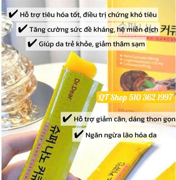 DR.DEAR - Thạch Nghệ Đông Trùng - 30 tép - Dồn hộp (Bỏ hộp ngoài) - EXP 202705