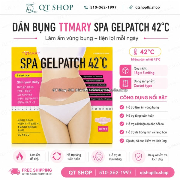 TTMARY- Dán Bụng Spa Gel Patch 42°C (Không có lỗ rốn) - 5ea MỚI