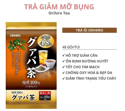 RÁCH BỊCH - ORIHIRO - Trà Ổi Orihiro Hỗ trợ giảm cân - 48 gói - Japan - exp 2028.04