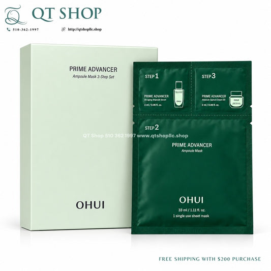 OHUI - Mặt Nạ Ohui Xanh Prime Advancer Ampoule Mask 3-Step Set - 8ea - EXP 202702