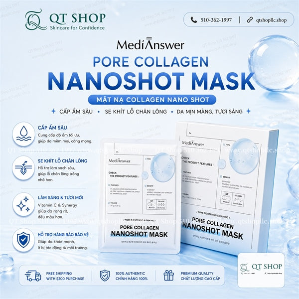 MEDIANSWER - Mặt Nạ Thạch Pore Collagen Nanoshot - XANH DƯƠNG - 5 ea