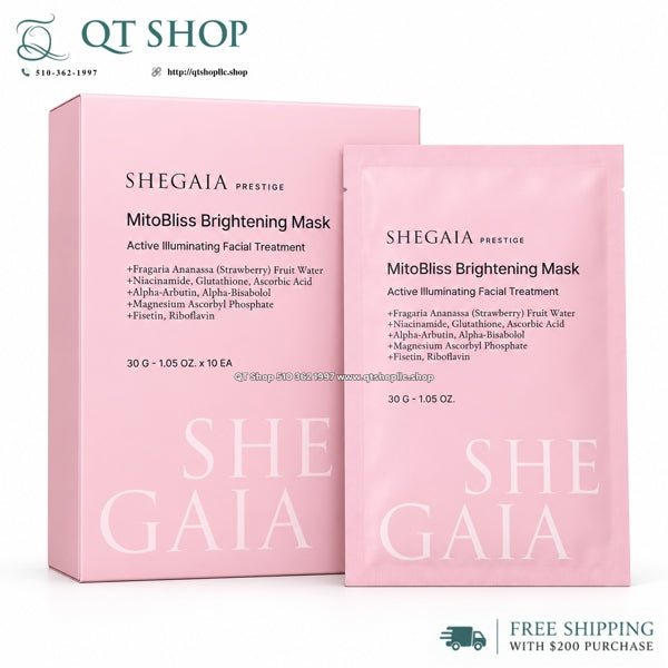 SHEGAIA - Mặt Nạ Mitobliss Brightening Mask - 10ea - Hồng - EXP 202903