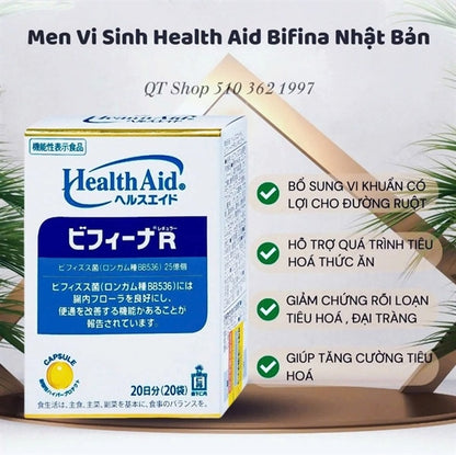 HEALTH AID - Men Vi Sinh Bifina R Nhật Bản - Hộp 20 gói - EXP 2027.08