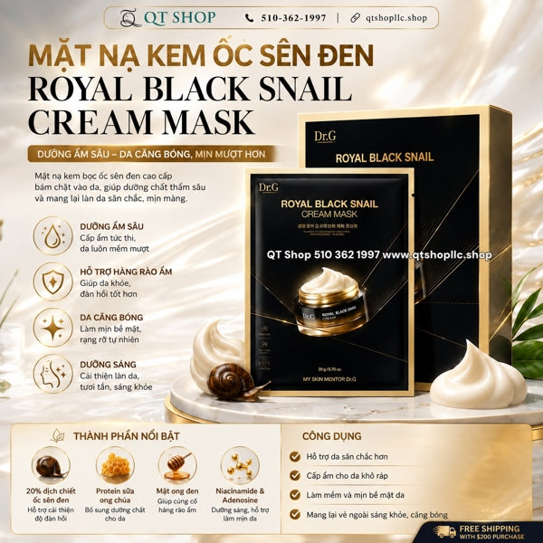 DR.G - Mặt Nạ Kem Ốc Sên Đen Royal Black Snail Cream Mask - 10 ea - EXP 202705