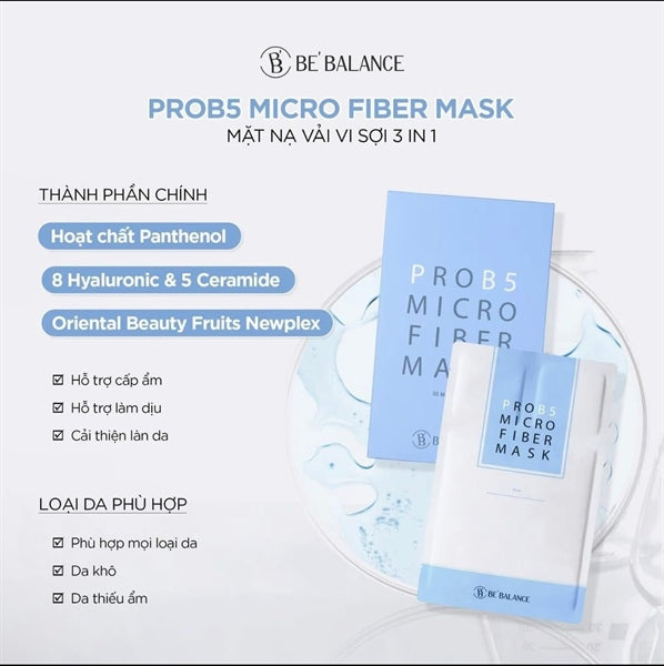 @ BEBALANCE - MICROFIBER Mask Xanh Dương PRO B5 Phục Hồi - 10 ea