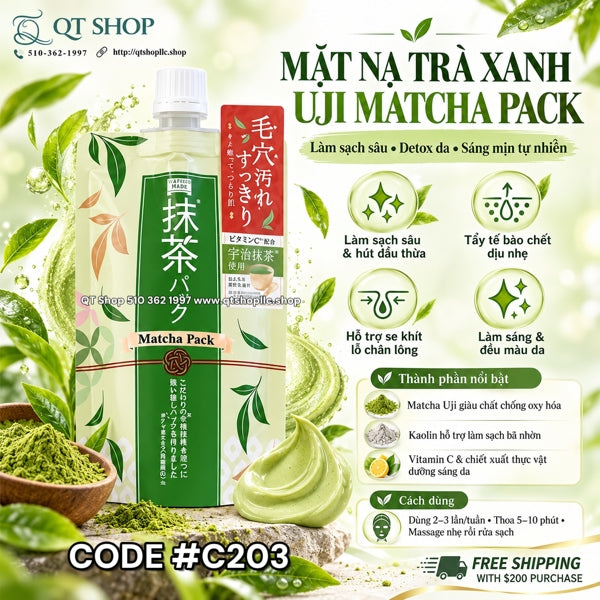 Mặt Nạ Trà Xanh PDC Wafood Made Uji Matcha Pack Japan - 170g