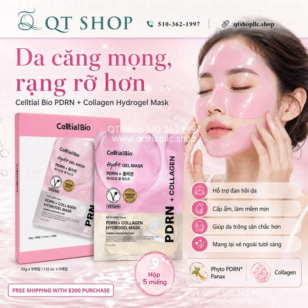 Celltial Bio - Mặt Nạ Thạch PDRN + Collagen Hydrogel Mask - HỒNG - 5 ea - EXP 202905