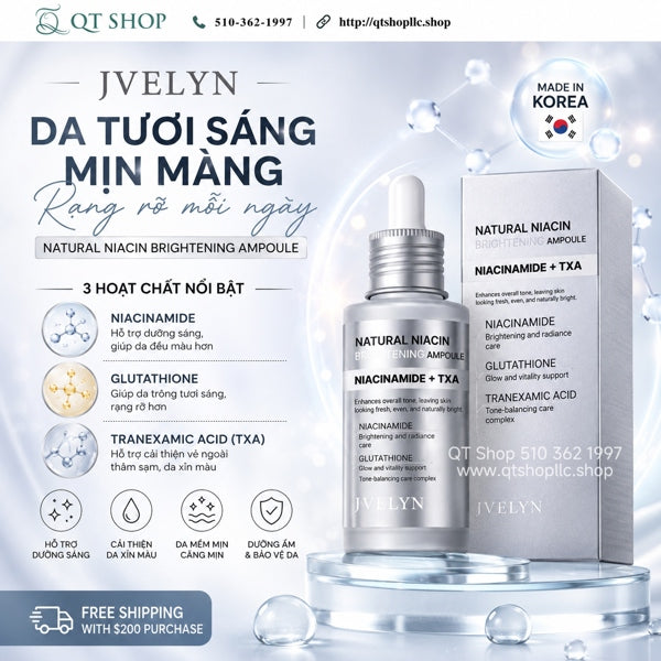JVELYN - Tinh Chất Sáng Da Mờ Thâm Nám Jvelyn Natural Niacin Brightening Ampoule 50ml - exp 2029.08