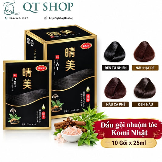 KOMI - Dầu gội phủ bạc Komi màu nâu đen- Japan (Hộp)