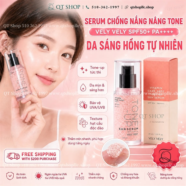 VELY VELY - Tinh Chất Chống Nắng Vitamin Dark Spot Tone-Up Sun Serum 30ml - EXP 202905