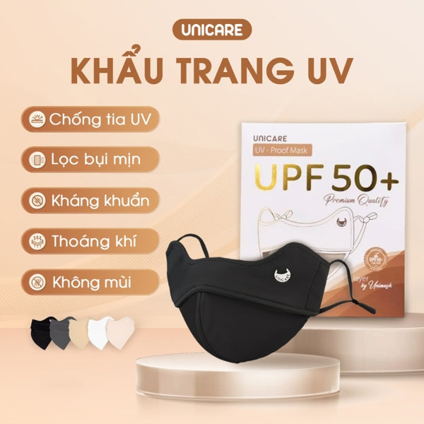 UNUCARE - Khẩu Trang Vải Chống Nắng VN - Màu Đen