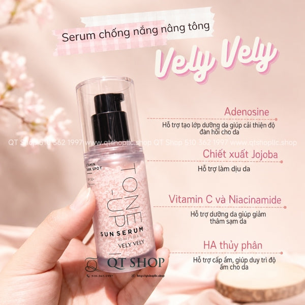 VELY VELY - Tinh Chất Chống Nắng Vitamin Dark Spot Tone-Up Sun Serum 30ml - EXP 202905
