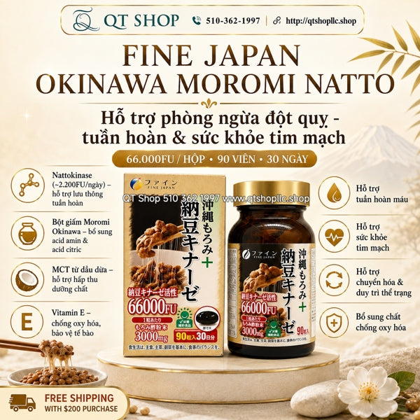 Viên Chống Đột quỵ Natto 66.000 FU Five Japan - 90 Viên - EXP202707
