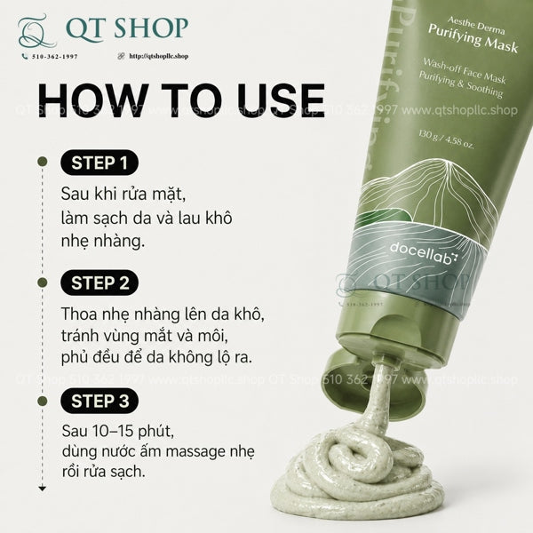 DOCLAB - Mask Thanh Lọc Aesthe Derma Purifying Mask - Mặt nạ Đất Sét Trà Xanh - 130 ml - EXP 202904