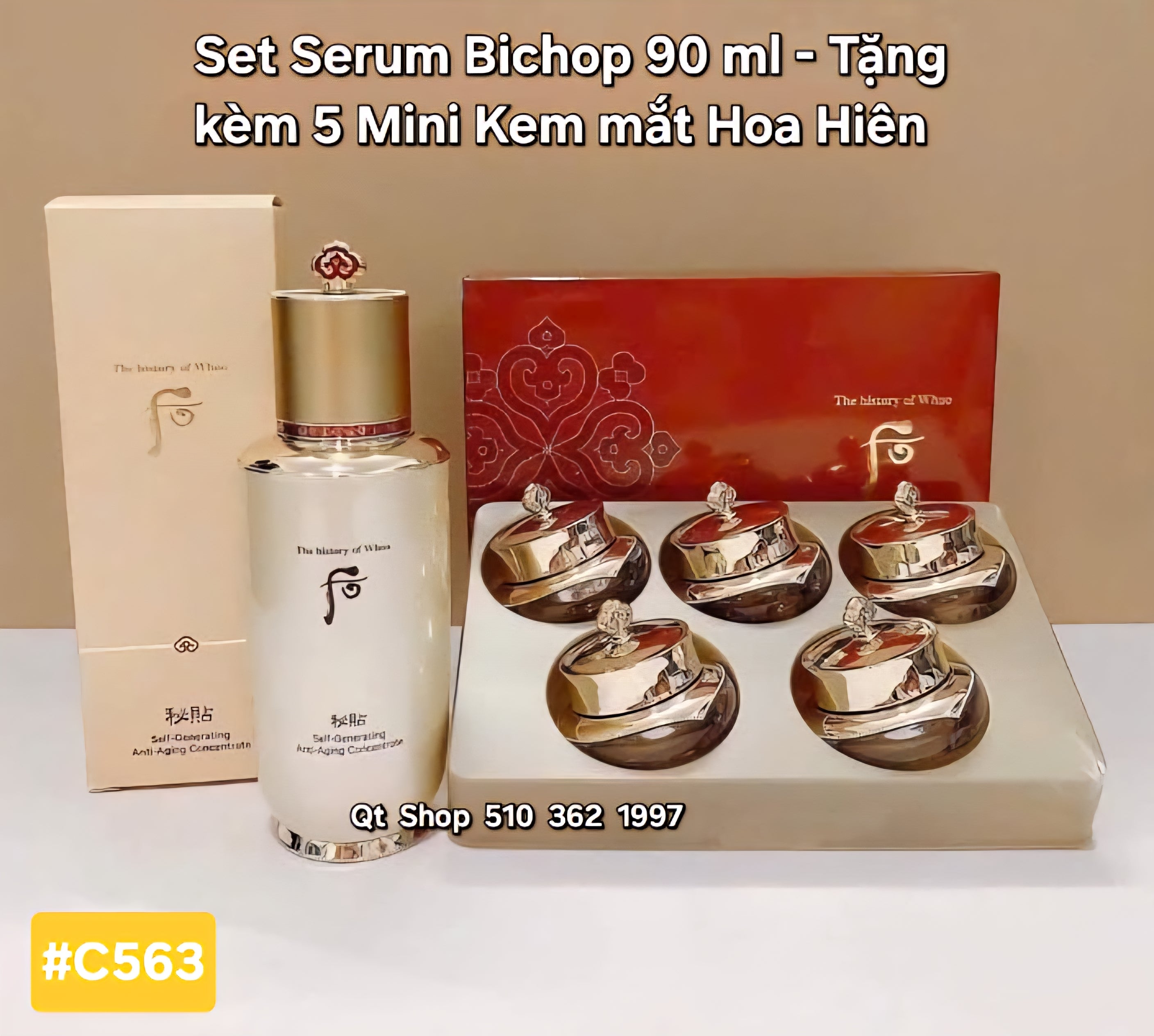 Set Serum Bichop 90 ml - Tặng kèm 5 Mini Kem mắt Hoa Hiên (Hộp)