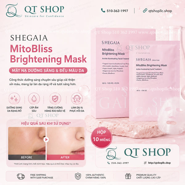 SHEGAIA Mặt Nạ Mitobliss Brightening Mask - 10ea (Hồng)