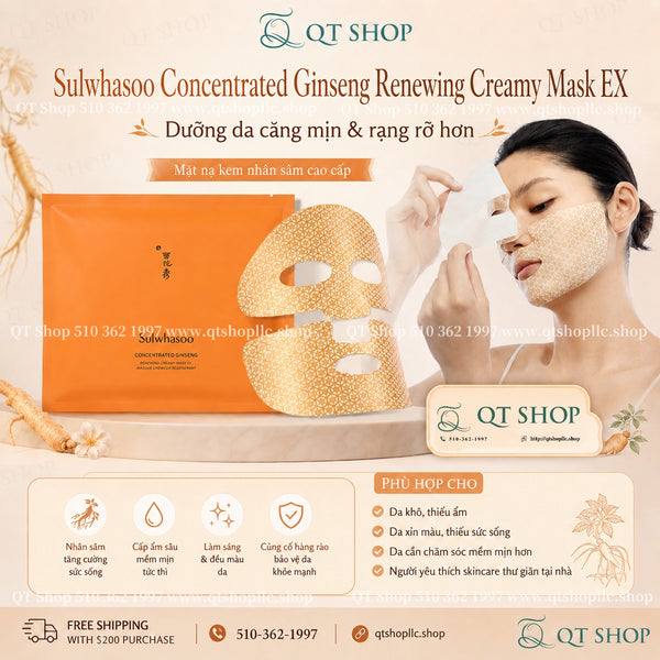 Mặt Nạ Nhân Sâm - Sulwhasoo Concentrated Ginseng Renewing Creamy Mask EX - 1 Miếng - Exp 202707