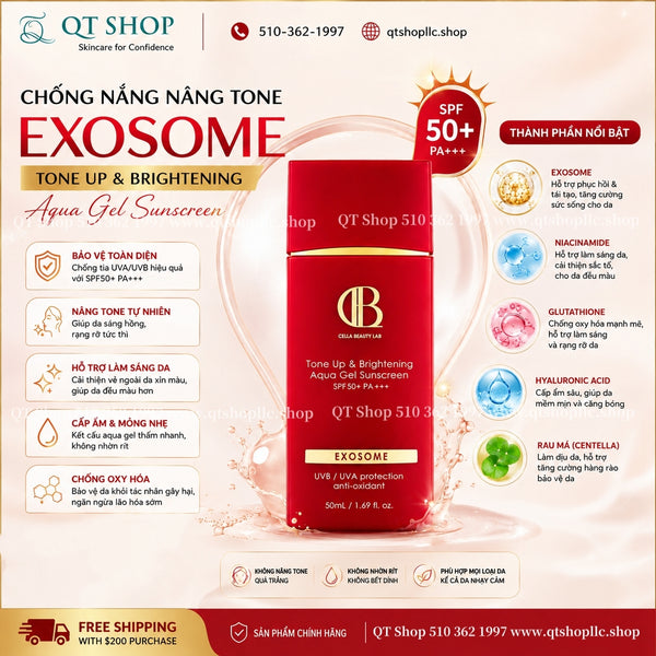 Kem Chống Nắng Đỏ Tone Up & Brightening Aqua Gel Sunscreen SPF 50+ PA+++ EXOSOME UVB/UVA