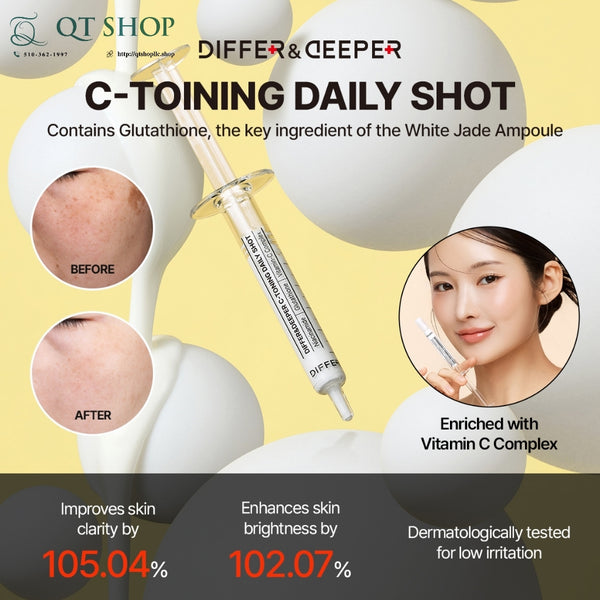 Set Differ&Deeper C-Toning Daily Shot Tone-Up Boosting Technology - Hộp 10 ống