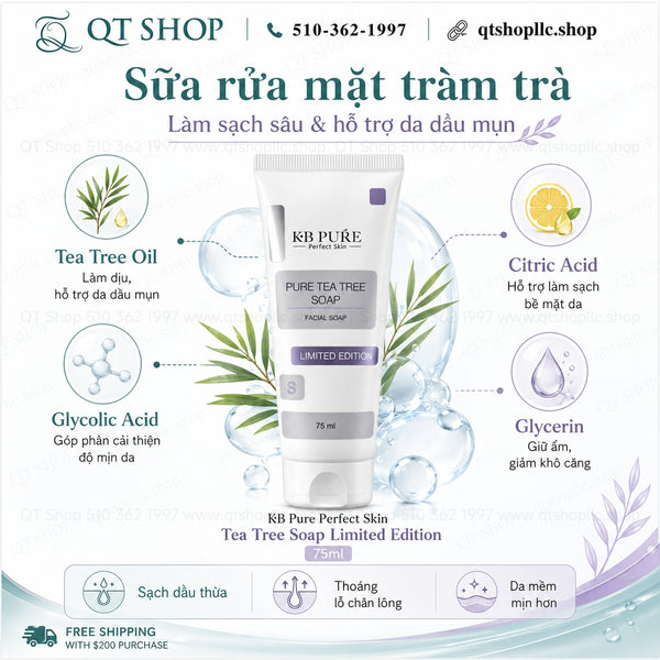 KB Pure - Sữa Rửa Mặt Perfect Skin Tea Tree Soap Limited Edition 75ml