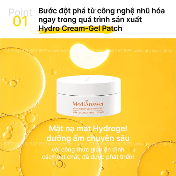 Mặt Nạ Mắt Medianswer Vita Collagen Eye Cream Patch - 60ea (Màu Vàng)