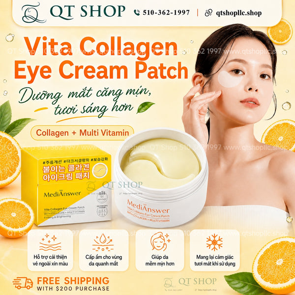 Mặt Nạ Mắt Medianswer Vita Collagen Eye Cream Patch - 60ea (Màu Vàng)