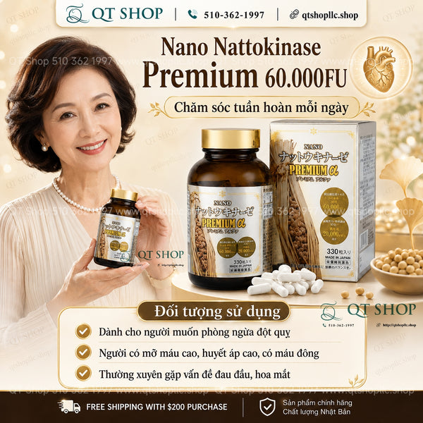 Viên Uống Phòng Chống Đột quỵ NattoNattokinase Premium60.000 FU - 330 Viên Japan