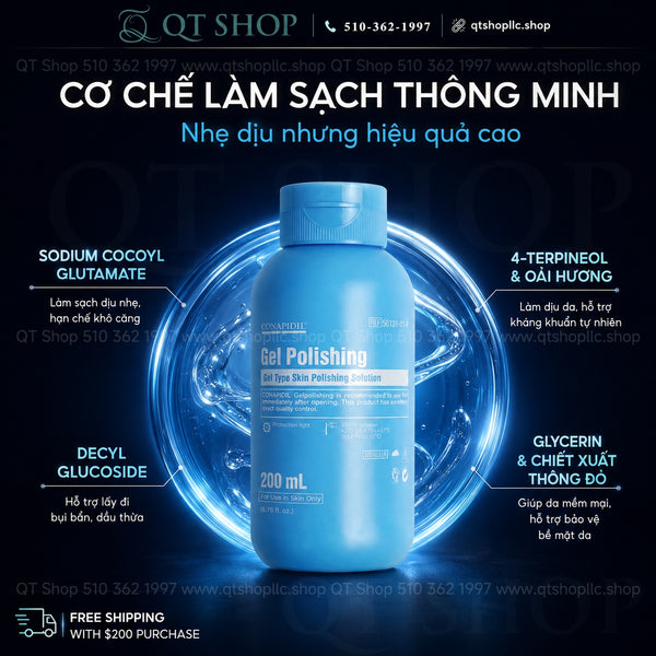 Pharmesthetics CONAPIDIL Gel Polishing 200ml - Sữa Rửa Mặt