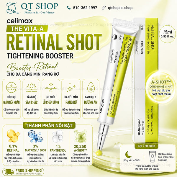 Celimax Retinal Shot Tightening Booster 15ml - Tinh Chất dưỡng chống lão hóa